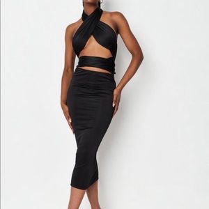 Miss guided Black Wrap Dress